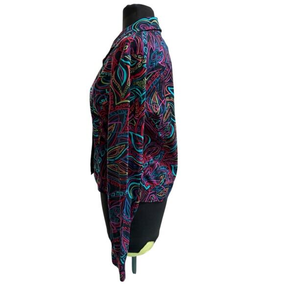 Vtg 90s Artsy Eclectic Colorful Printed Jacket Womens M Funky Maximalist Unique - Picture 4 of 7